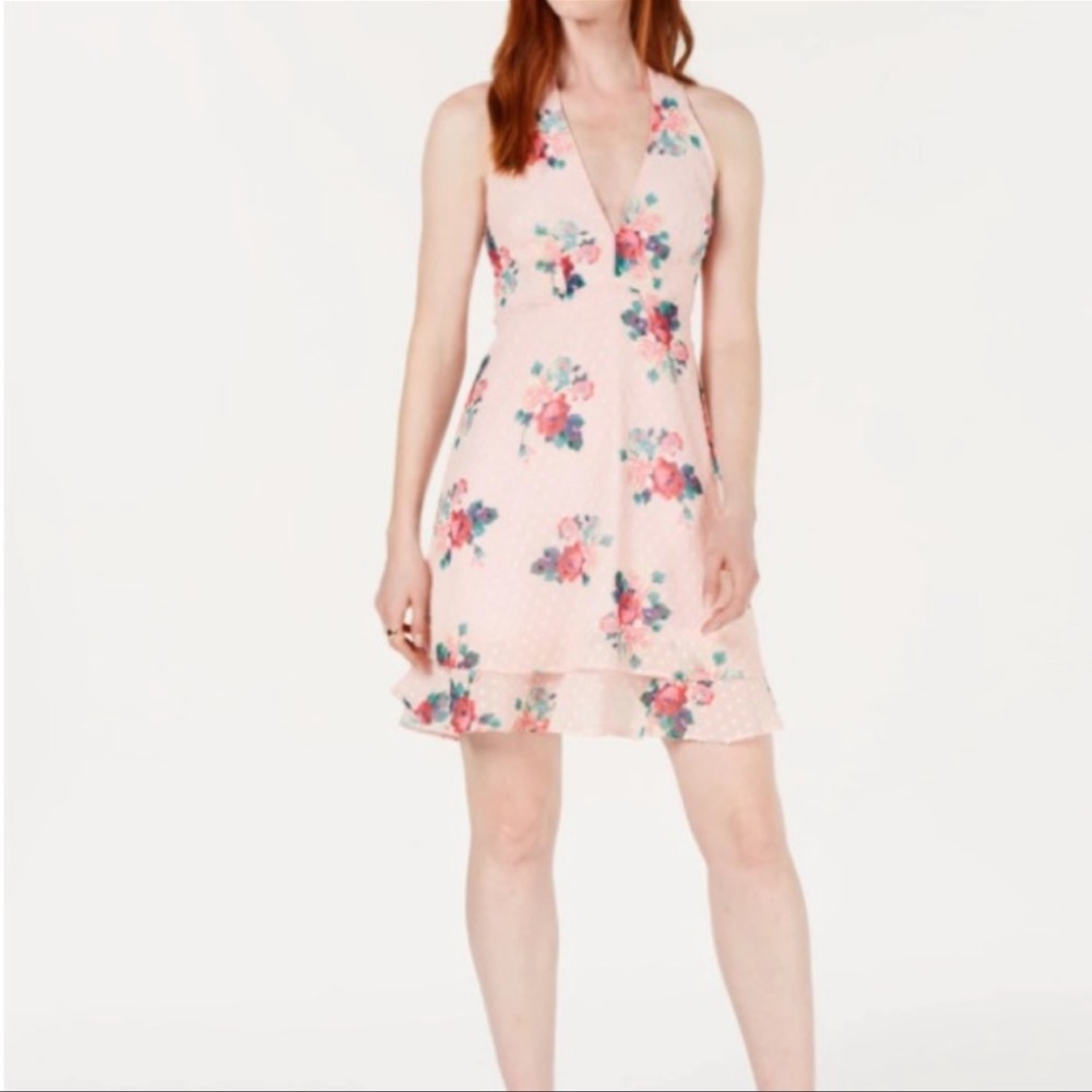 19 Cooper Blush Multi Sleeveless V-Neck Mini Shift Dress SX